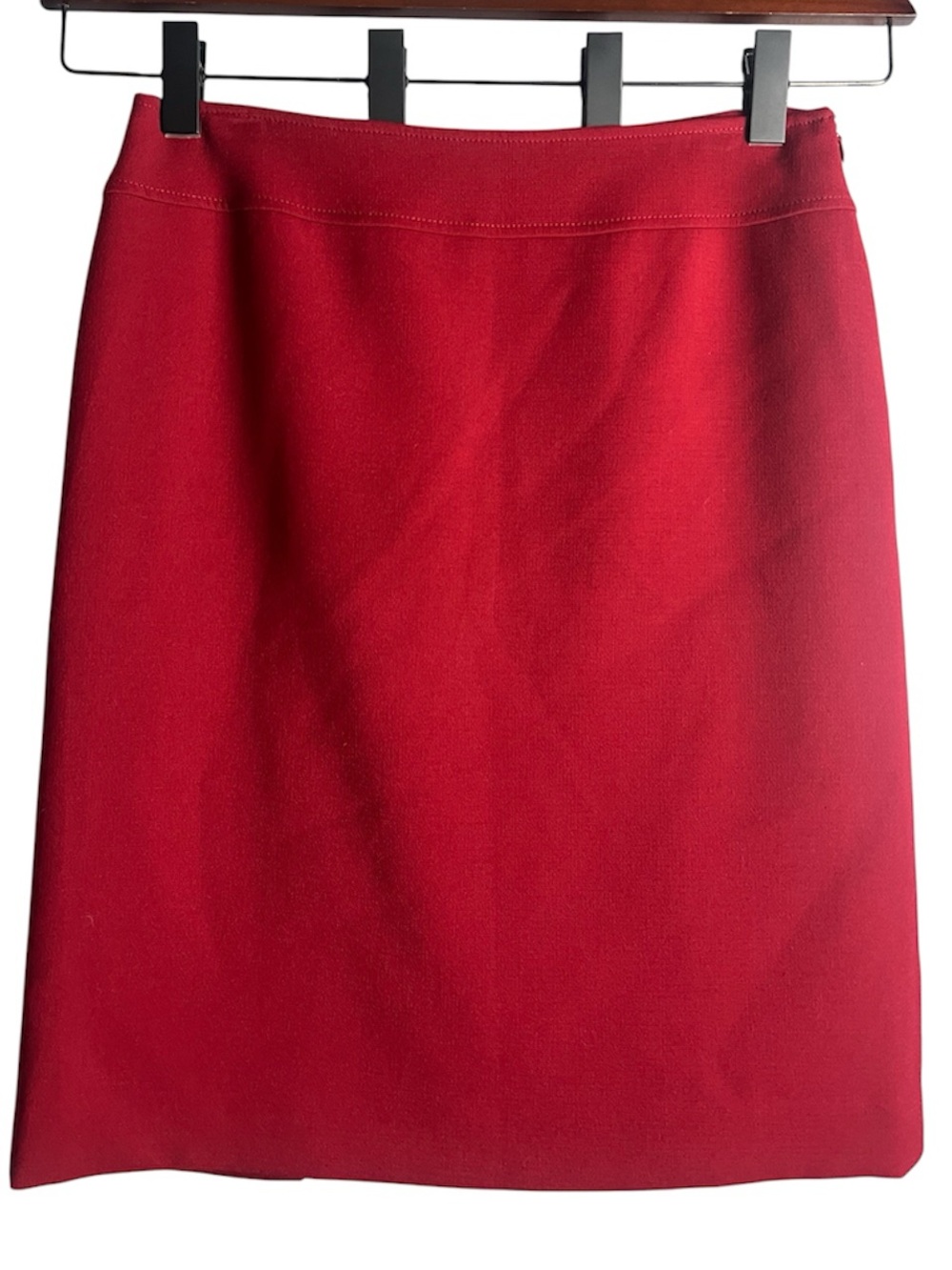 Tahari Red Pencil Skirt Tailored Double Back Slit Career Office Midi Skirt Sz 8